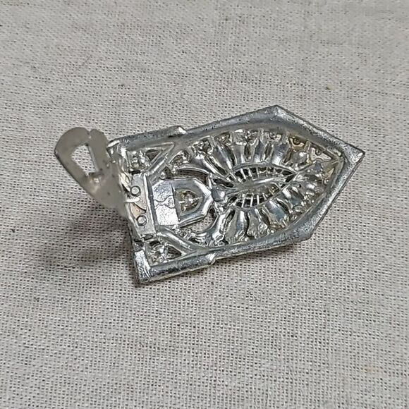 Antique New England Signed Rhinestone Dress Fur Clip 1900's Vintage - Picture 7 of 9